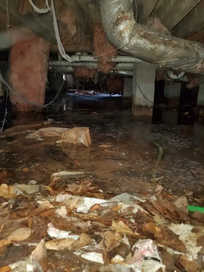 Crawl space flood assessment for Commercial Water Damage Restoration in Baldwin