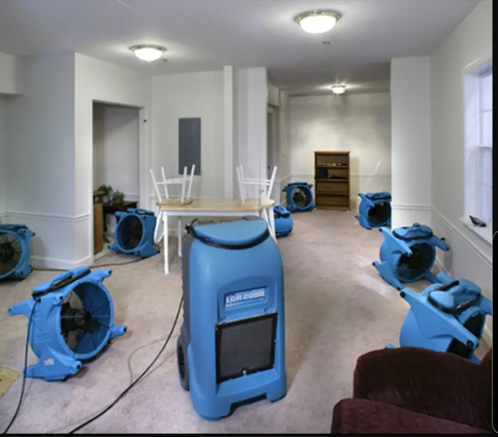 Air movers and dehumidifier setup for Water Extraction & Removal in Baldwin