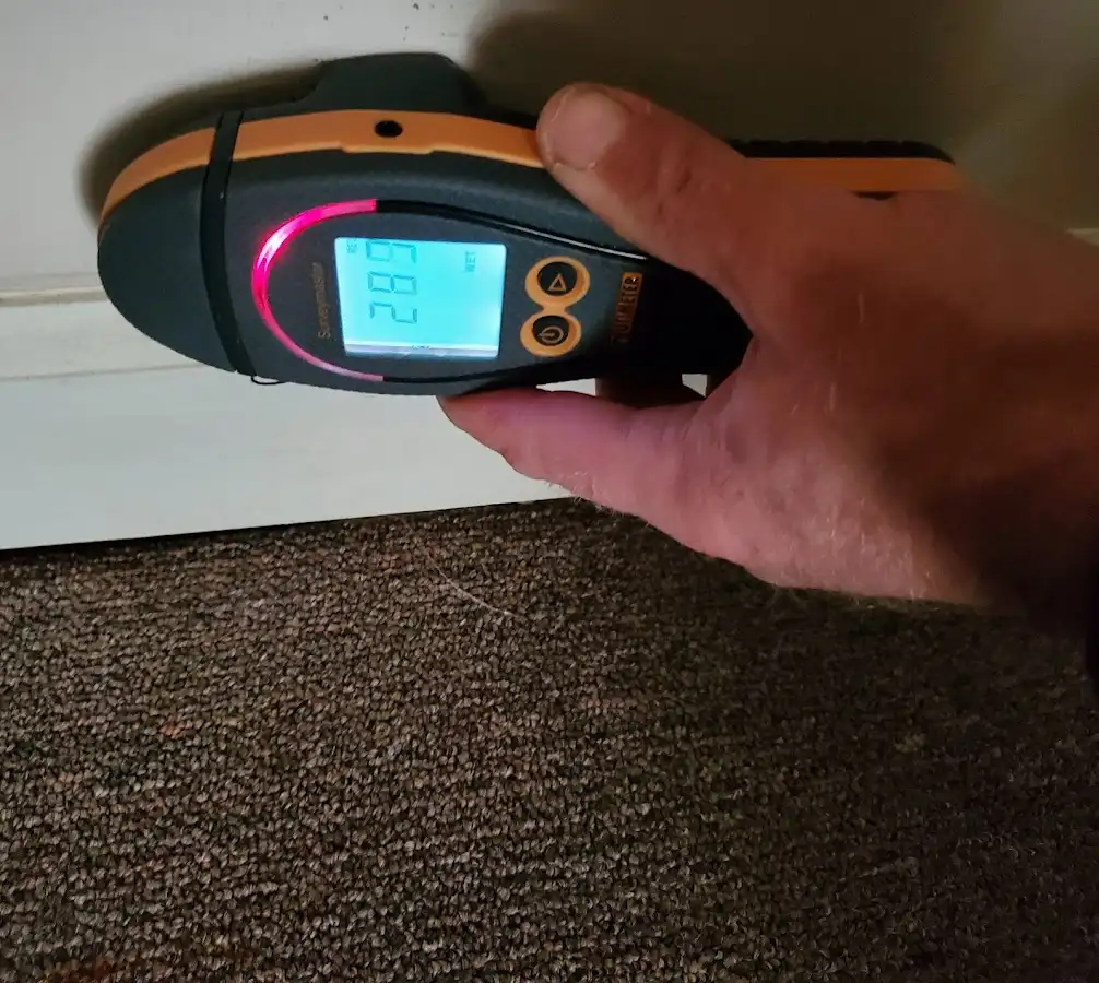 Moisture detection at baseboard during Mold Inspection & Testing in Baldwin